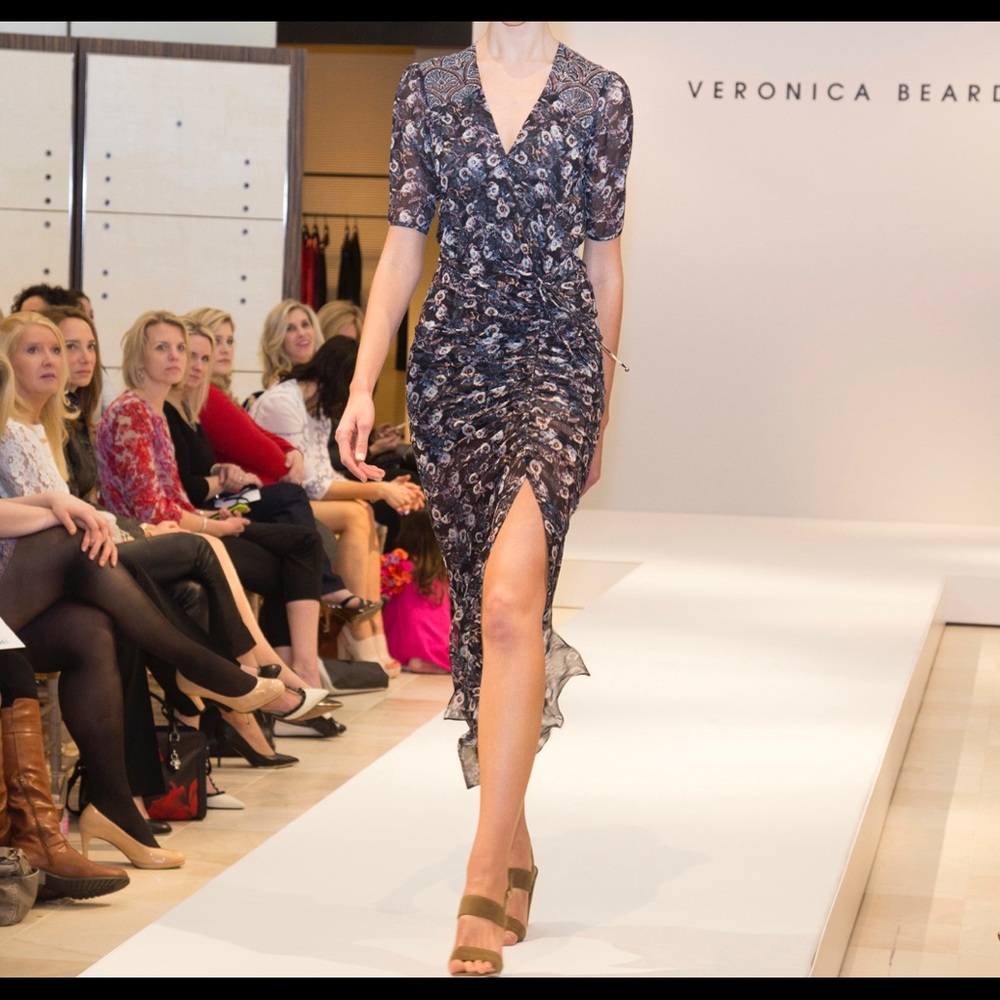 Veronica Beard Navy Floral Mariposa Dress Size 2